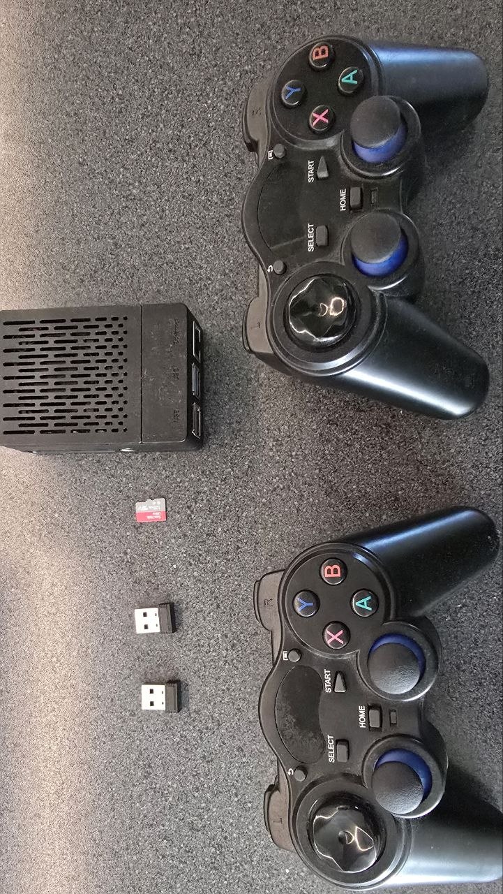Raspberry Pi 4 system with two wireless controllers.